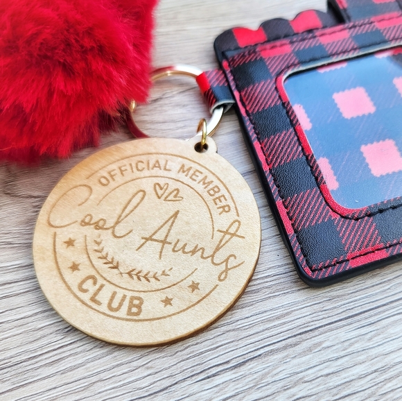 AUNT GIFT!!! Wallet Keychain & Puff with Laser Engraved Charm - Cool Aunts Club - Picture 6 of 10